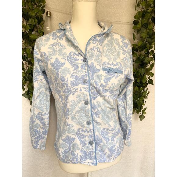 Adrienne Vittadini Cotton Blue White Pajama Set Women's Small - Picture 3 of 11
